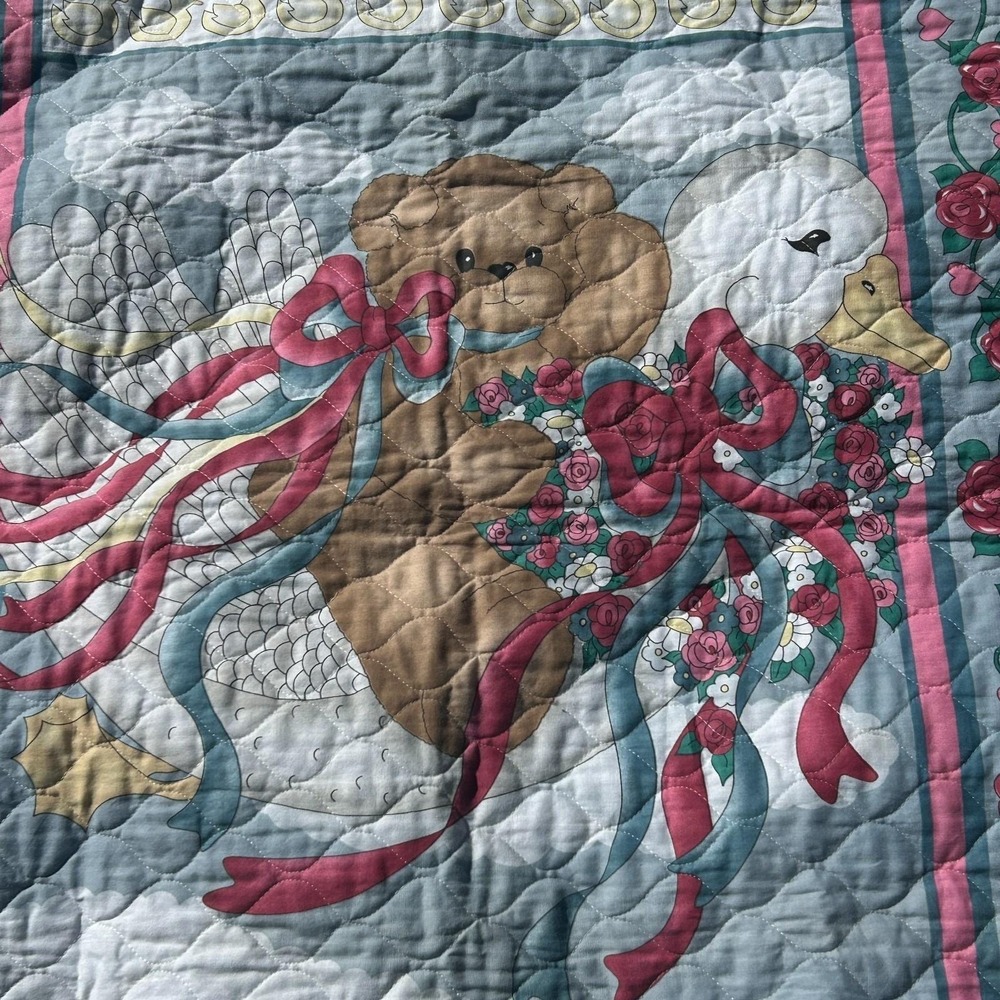 Vintage Daisy Kingdom‎ Goose Bear Ducks Baby Blanket Quilted 35"x41" Cottage 90s - Picture 10 of 10